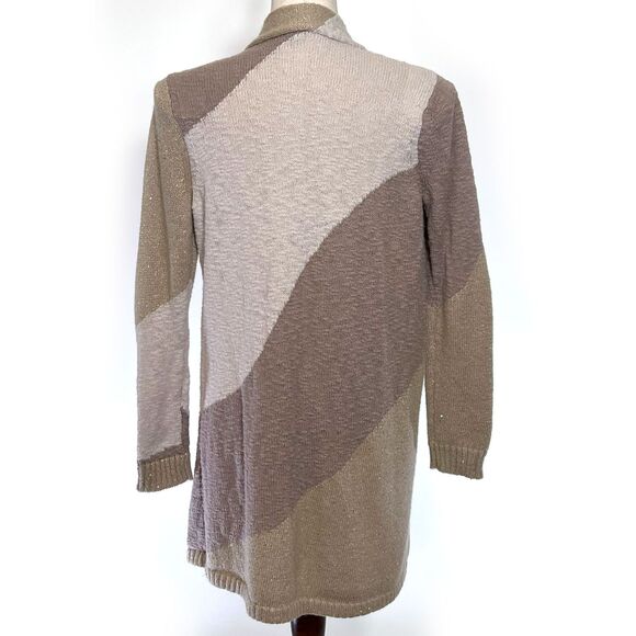 Chico's Women's Gold Sequin Open Cardigan Sweater Sz Medium - Picture 2 of 7